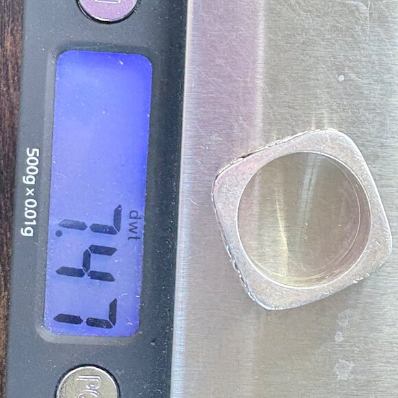 VTG Solid Sterling Silver 925 Scroll Design Squared Band Ring Size 7 - Picture 8 of 9